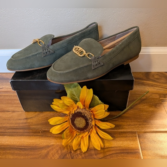Lauren Ralph Lauren Averi Nappa Leather Loafer in Classic Olive Size 6B New - Picture 5 of 9